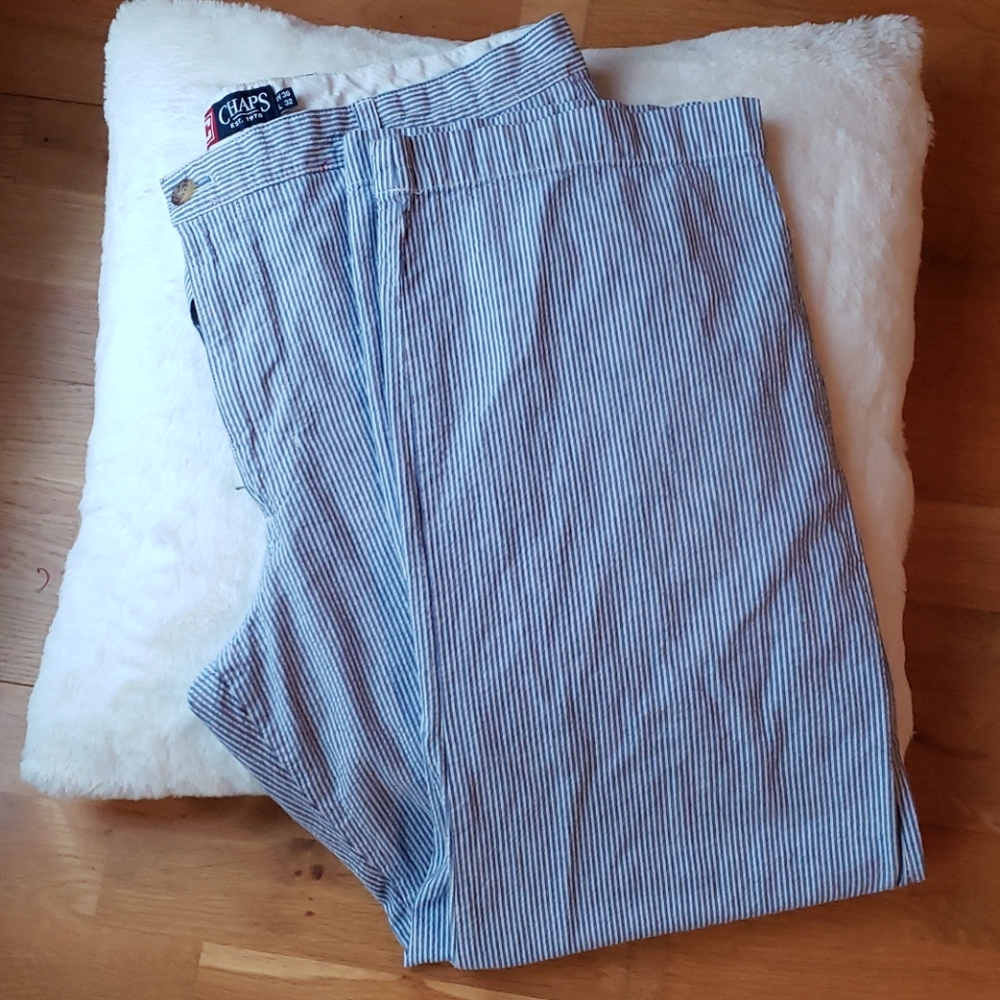 Chaps blue seersucker pants - Picture 1 of 3